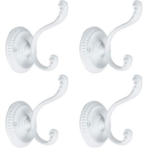 4pcs Patère Crochet Porte Manteau Murale pour Peignoir Serviette Crochet De Porte Salle de Bain Cuisine Crochet Alliage Zinc avec Vis blanc (1/5)