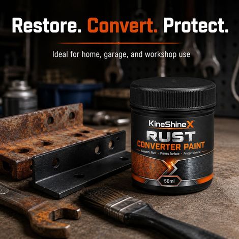 KineShineX Rust Conversion Paint - Metal Rust Removal, Rust Prevention, Sealing Primer, Rust Repair and Protection (1/4)