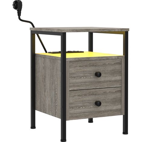 Haloyo® Moderner Beistelltisch mit Mehrfachsteckdose, Teil eines Sofas, Couchtisch, geeignet für das Wohnzimmer und das Schlafzimmer, graue Farbe. (1/5)