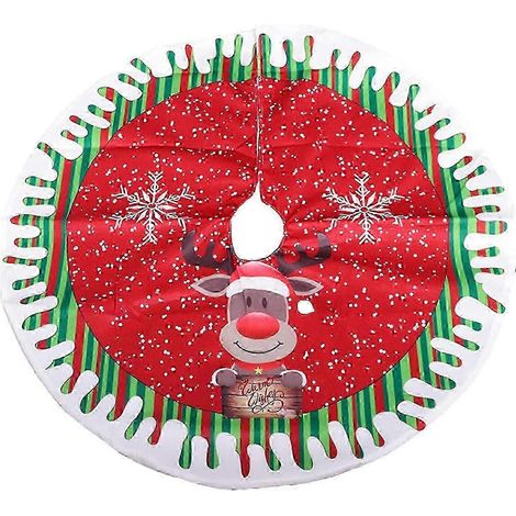 Protection pour pied de sapin de Noël, jupe de sapin de Noël ronde en tissu, tapis de sapin de Noël flocon de neige, housse de sapin de Noël rennes pour décoration de Noël (1/5)