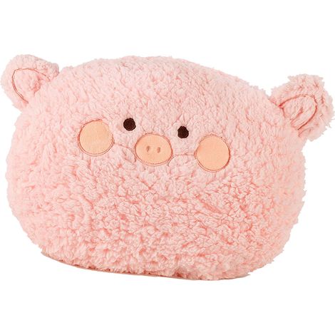 Coussin chauffant en peluche rose 28 cm (11 pouces) - Décoratif avec un adorable animal - Doux et chaud - Idéal pour la maison, la chambre ou le bureau