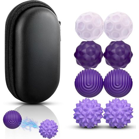 Lot de 8 balles anti-stress texturées en silicone, jouets sensoriels magnétiques portables pour adultes, violet. (1/5)
