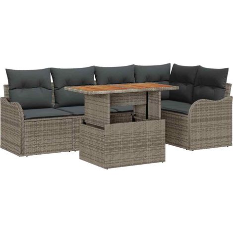 Maison Exclusive - Set Divano da Giardino 6 pcs Grigio Poly Rattan (1/5)