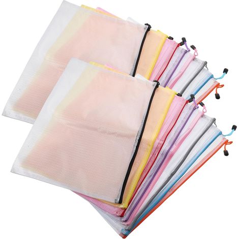 16 pièces Pochette Rangement Documents Mesh Transparente et Étanche PVC (1/5)