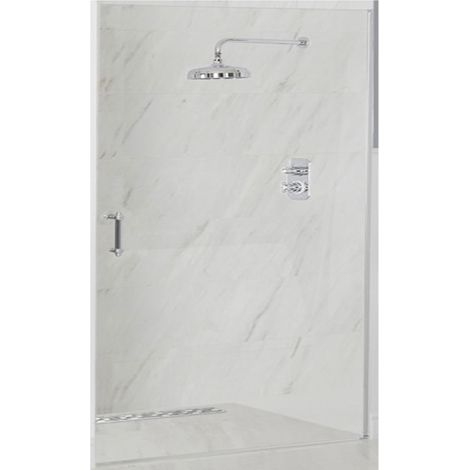 Milano Langley Chrome Single Hinged Frameless Shower Door - 700mm (1/5)