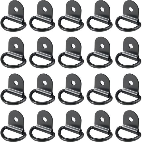 20 pices Anneaux D'arrimage,Anneaux d'arrimage,Anneau Arrimage Iron,remorque d'anneau Montage d, Anneau d arrimage Rond pour Pliable avec Verrouillage de Charge dans Les Voitures(36 x 25 mm, Noir) (1/5)
