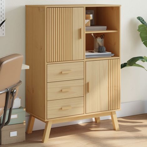 Buffet haut OLDEN marron 85x43x125 cm bois massif de pin (1/5)