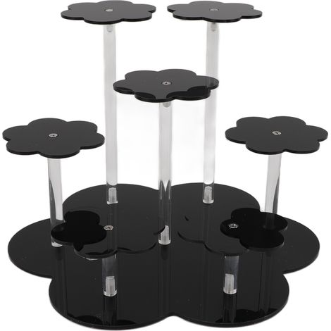 Présentoir acrylique noir pour figurines, parfums, cupcakes et desserts, organiseur de rangement à étages pour comptoir et bureau (1/5)