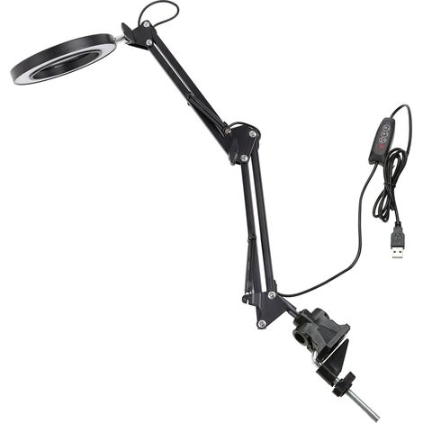 Lampe de bureau pliable LED USB, bras articulé flexible, pince de fixation, 3 modes d'éclairage, lumière oculaire réglable. (1/5)