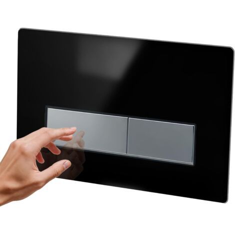 Plaque de Commande WC, en Matériau Verre trempé, Compatible avec Geberit Sigma 01/20/30, UP300 & UP320,245×164 mm, Pièces de Rechange avec Jeu de Leviers de Chasse et Cadre de Montage