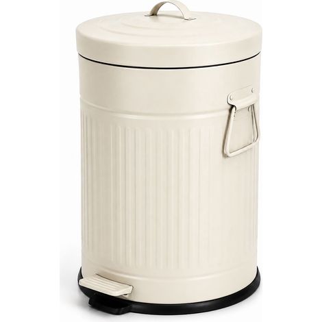 Cestino a pedale retrò, 20 litri, beige – Chiusura ammortizzata, design vintage (1/5)