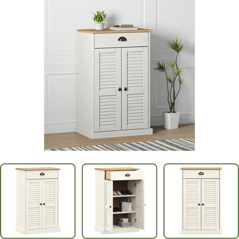 Holzschrank -  Schuhschrank VIGO Weiß 60x35x96 cm Massivholz Kiefer (1/5)