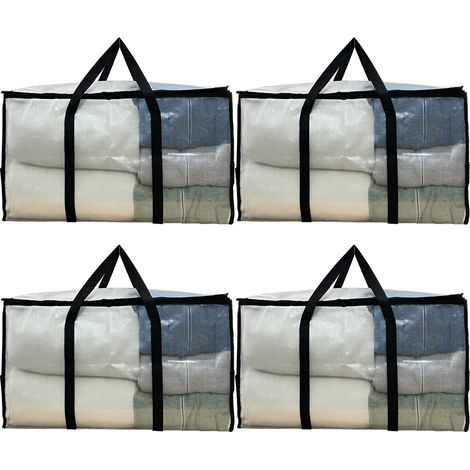Quatre sacs de rangement transparents en PP, 693835cm, sacs de sport, adaptés au rangement de couettes et de doudounes. (1/5)