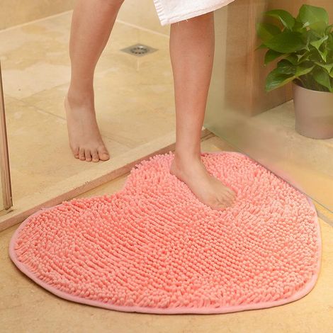 Tapis en forme de cœur, tapis de sol décoratif à poils longs, lavable, antidérapant, tapis de douche, paillasson d'entrée, tapis de bienvenue pour la maison, le salon, le canapé et la salle de bain, 5 (1/5)