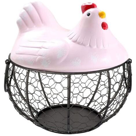 Panier Rangement pour Œufs,avec Couvercle pour Poule en Céramique,Organisateur Collations Aux Fruits,Collection Créative Panier,Accessoires Cuisine pour Décoration Intérieure Stockage de légumes (PK) (1/5)