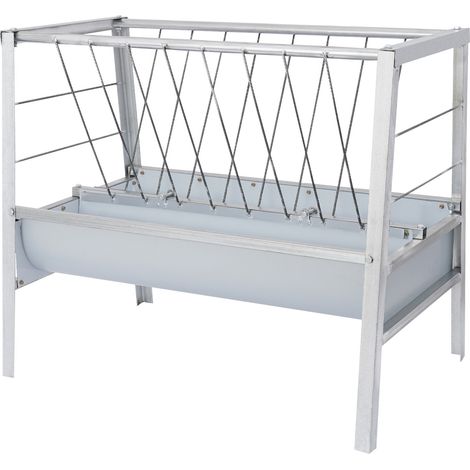 Mangeoire pour Chèvres 2 en 1, Ratelier à Foin et Mangeoire Double,  200L, Alimentation Bétail Acier Galvanisé, pour Moutons Chevaux Alpagas, Ferme Élevage