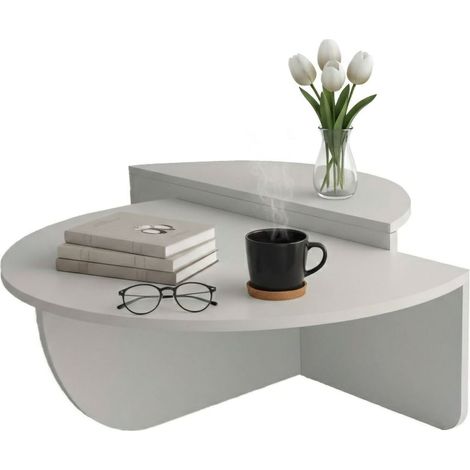 Dmora - Wohnzimmertisch Canopus, Niedriger Wohnzimmertisch, Kaffeeregal, Couchtisch für Sofa, 90x90h35 cm, Weiß, mit verstärkter Verpackung