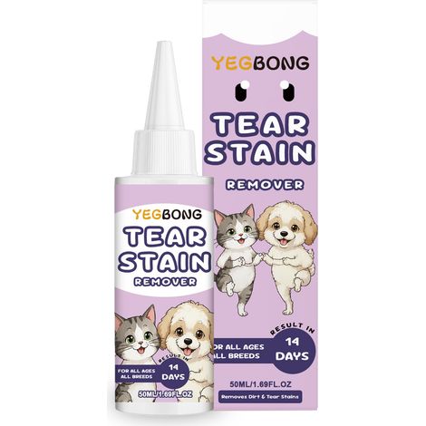 YEGBONG Nettoyant pour les yeux des animaux de compagnie Nettoie en douceur le contour des yeux, le pelage et la peau des chats et des chiens, réduit les taches de larmes 50 ml (1/5)