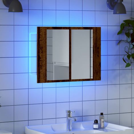 vidaXL LED Mirror Cabinet Old Wood 60x12x45 cm Engineered Wood