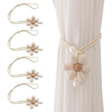 4 Pièces Embrasse pour Rideaux,Boucle à Tricot Rideau Corde Style Bohème, pour Chambres à Coucher, Salons et Bureaux (1/5)