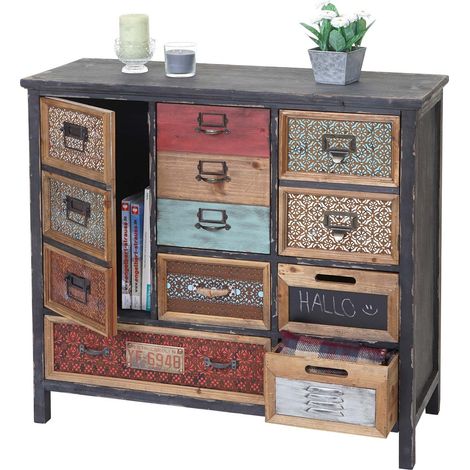 Placard de pharmacien HWC-A43, commode, bois massif de sapin, vintage, style shabby 90x84x32cm (1/5)