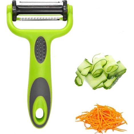 3 en 1 Econome a Julienne - Econome Spaghetti Legumes, Eplucheur Légumes avec poignée antidérapante est Idéal pour peler les pommes (1/5)