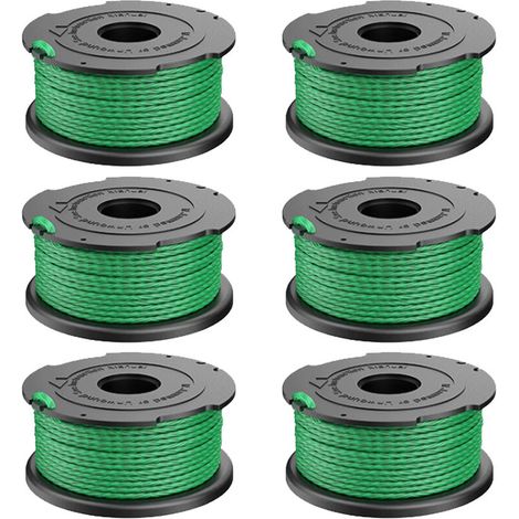 Lot de 6 bobines de fil vert pour débroussailleuse Black & Decker GL7033 GL8033 GL9035 A6482 - (1/4)