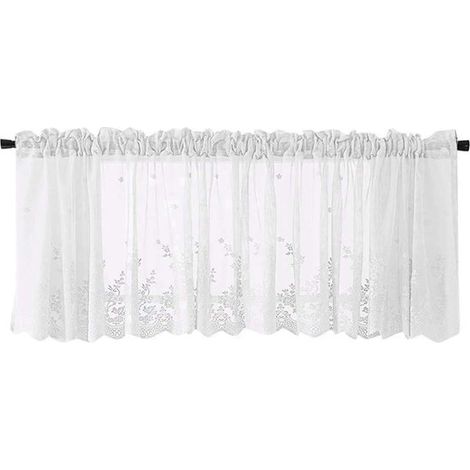 Voilages - Polyester - Transparents - Motif dentelle florale - Idéaux pour cuisines et camping-cars - 137 x 61 mètres - Blanc (1/4)