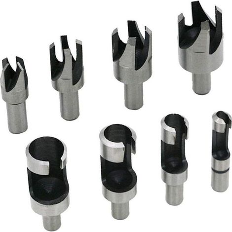 8PCS fraise à bouchonner bois outil de coupe bois mèches des bouchons wood plug cutter drill bits 6mm /10mm/13mm/16mm, avec forets coniques et forets griffes (1/4)