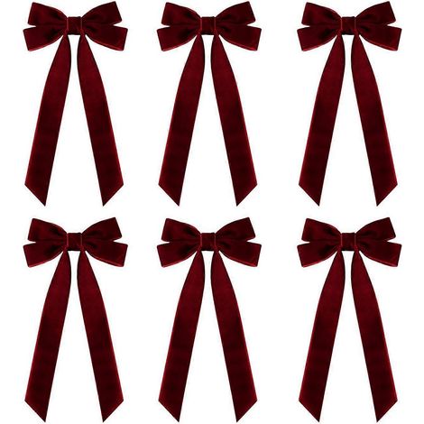 6 Pièces velours ruban nœud décoratif nouer, sapin de Noël décorations pour les fêtes à la maison guirlande décoration,B (1/5)