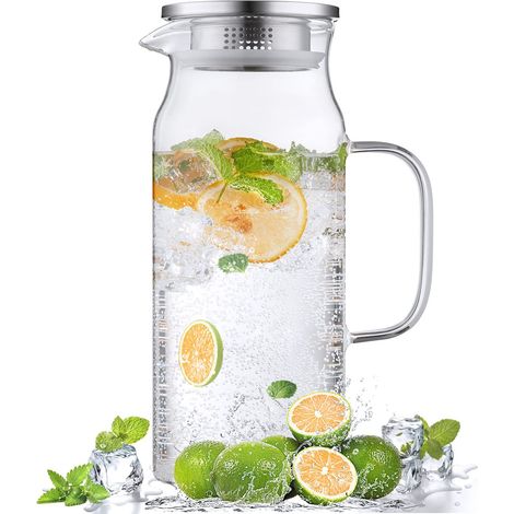 Bouilloire En Verre - Capacité 2 L - Résistante -20 °C À 150 °C - Bec Verseur Anti-goutte - Poignée Réfrigérateur - 1 Pièce (1/5)