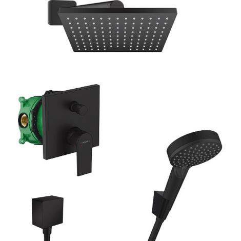 Hansgrohe Vernis Shape Set doccia tutto in uno con soffione a 230° + doccetta a 2 getti, nero opaco (1/5)
