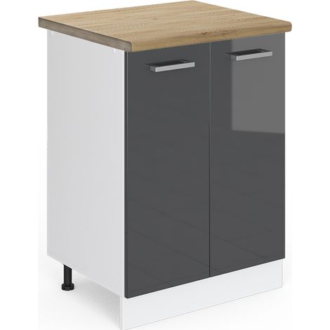 Mobiletto base cucina R-Line, Antracite lucido, 60 cm , PL Rovere, Vicco