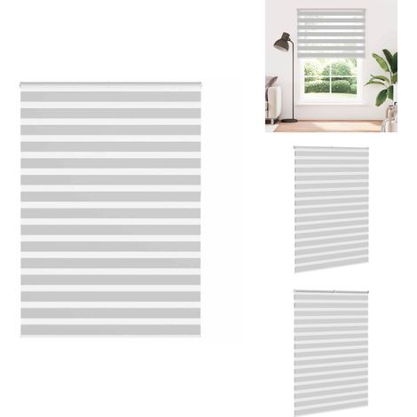 Store zèbre gris clair largeur du tissu 155,9 cm polyester - Store Zébré - Stores Zébrés - Store À Enrouleur Zébré - Double Store À Enrouleur (1/5)