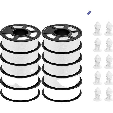 Filamento per stampante 3D, materiale PLA, diametro 1,75 mm, PLA bianco, 11 kg (1/2)