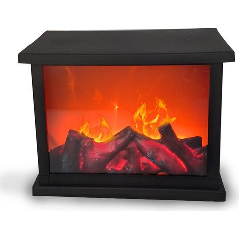 Cheminée LED,Cheminée décorative,Électrique,Fonctionne sur piles,Sans chauffage,Effet flamme/flamme réaliste,37x14 x21 cm,Avec fonction minuterie (1/3)