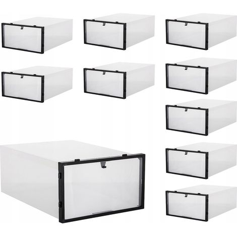 KIT 10x SCATOLA CONTENITORE PER SCARPE CALZATURE CON COPERCHIO ORGANIZZATORE PER ARMADIO FORTE 