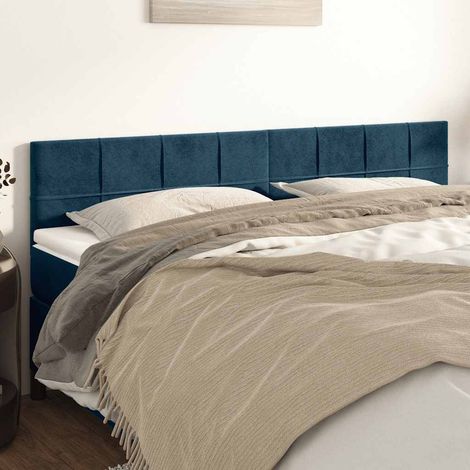 2 pcs Têtes de lit avec oreilles pour lit adulte, Tableau décoratif de chevet élégante Bleu foncé 100x5x78/88 cm Velours SDG25704 (1/5)