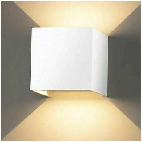 6W Wandleuchte für Innen/Außen, IP65 dimmbar, wasserdicht, LED-Wandlampe, Auf- und Ab-Design, Wandleuchte, Warmweiß 3000K, für Wohnzimmer, Schlafzimmer, Gehweg, Thisnde (Weiß) (1/5)
