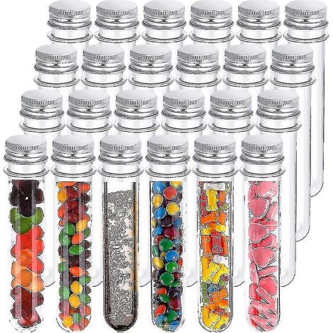 Packung mit 24 Kunststoff-Reagenzgläsern, 45 ml transparente Reagenzgläser mit Deckel, 140 x 25 mm (xiatian) (1/4)