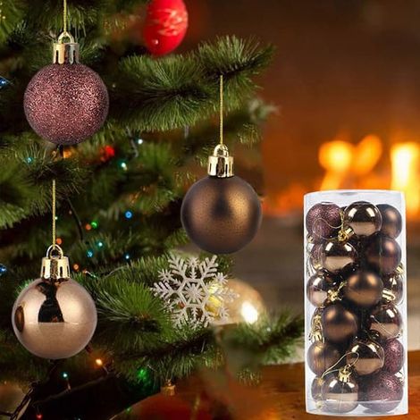 Boules de Noël pour sapin - Décorations de Noël - Lot de 24 boules de Noël - Décorations de sapin de Noël - Ornements de Noël (1/3)