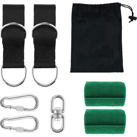 Hammock Strap, Tree Swing Strap, Hammock Swing Attachment for Trees 2 x 150 cm with D-Ring - Two Carabiner Hooks - Max Load 300KG (1/5)