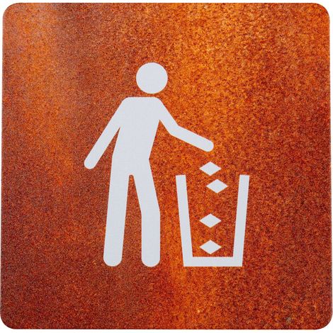 Plaque de porte alu effet rouille - Poubelle - 4385105 (1/2)