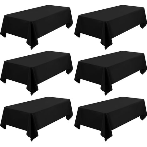 Lot de 6 Nappes Rectangulaires Noires 153 x 260 cm pour Table 6 ft (1/5)