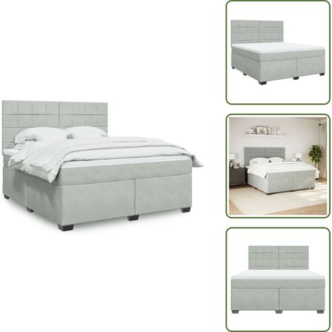 Sommier à lattes de lit et matelas Gris clair 180x200cm Velours - Sommier À Lattes De Lit - Sommiers À Lattes De Lit - Lit - Meuble De Chambre À Coucher (1/5)