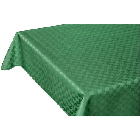 Tovaglia Cucina Antimacchia Bordata Cotone Resinato Morbido Quadretti Verde - 140x240 cm