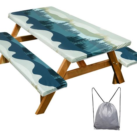 Lot de 3 Housses de Table de Pique-Nique avec Housses de Banc, imperméables (1/5)