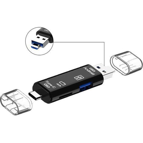 Lecteur de cartes USB rapide : adaptateur de carte micro SD et de carte mémoire.Connexions USB de type A et C et micro USB (1/3)