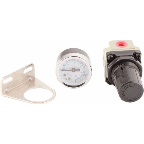 Régulateur de pression d'air avec manomètre, soupape de décharge 0,05-0,8 MPa, corps en alliage d'aluminium, raccord 1/4 pouce (1/5)