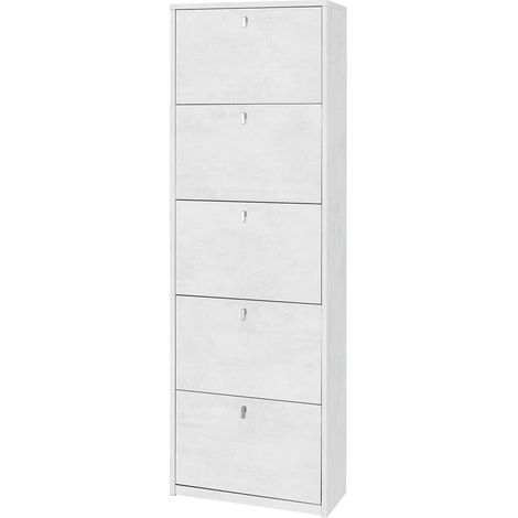 Scarpiera 5 Ante 63x190x29 cm Ossido Bianco (1/2)